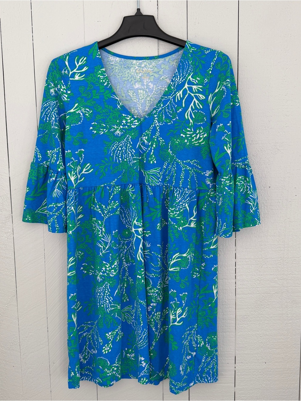 Lilly Pulitzer Jannie V-Neck A-Line Dress Briney Blue a Bit Salty  Small
